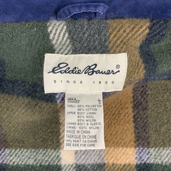 Eddie Bauer Flannel Wool Lined Mountain Parka Field Jacket Men's Sz Large - Picture 13 of 16
